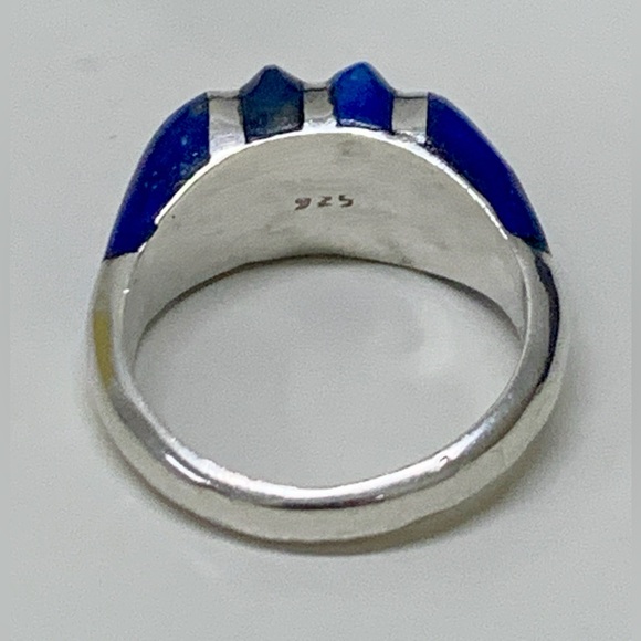 Early 20th Century Antique Art Deco Sterling Silver Lapis Lazuli Ring - Picture 12 of 16